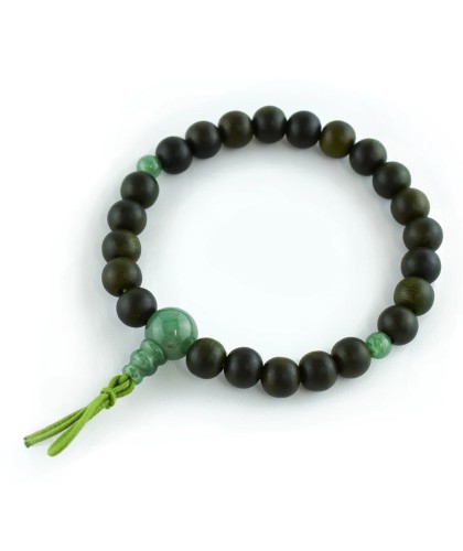 Bracelet en jade et bois de Lignum vitae de 7,5 mm