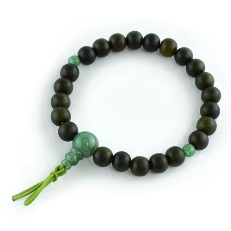 Bracelet en jade et bois de Lignum vitae de 7,5 mm