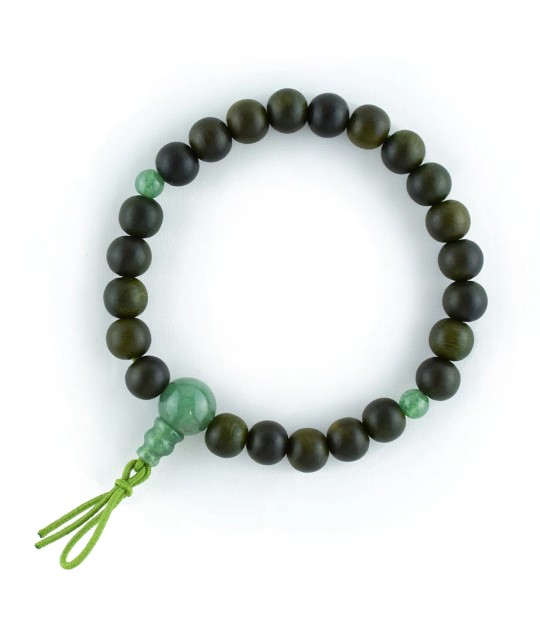 Bracelet en jade et bois de Lignum vitae de 7,5 mm