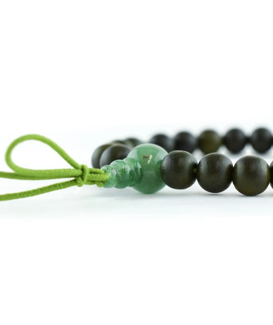 Bracelet en jade et bois de Lignum vitae de 7,5 mm