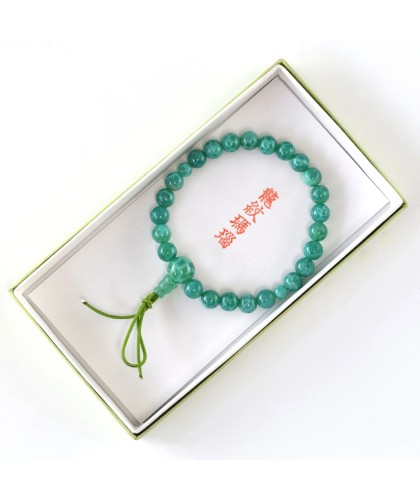 Bracelet en agate veine de dragon verte 7 mm