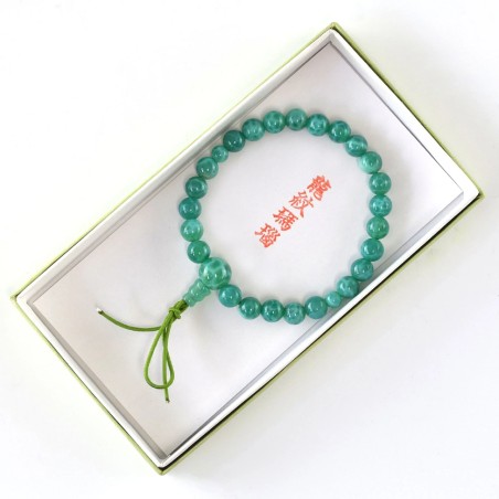 Bracelet en agate veine de dragon verte 7 mm