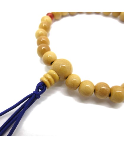 Bracelet en bois de Buis Tsuge et agate rouge de 7 mm