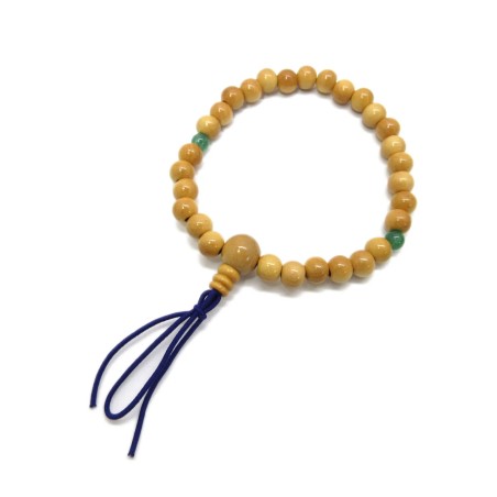 Bracelet en bois de Buis Tsuge et venturine de 7 mm