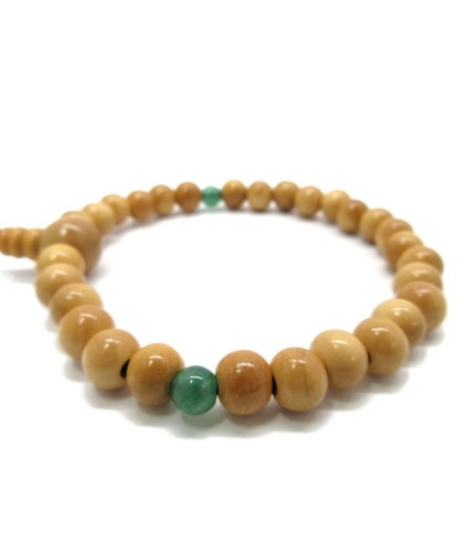 Bracelet en bois de Buis Tsuge et venturine de 7 mm
