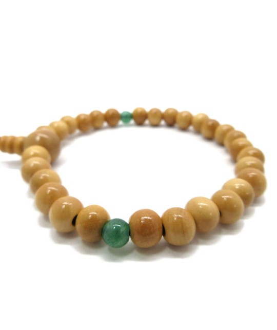 Bracelet en bois de Buis Tsuge et venturine de 7 mm